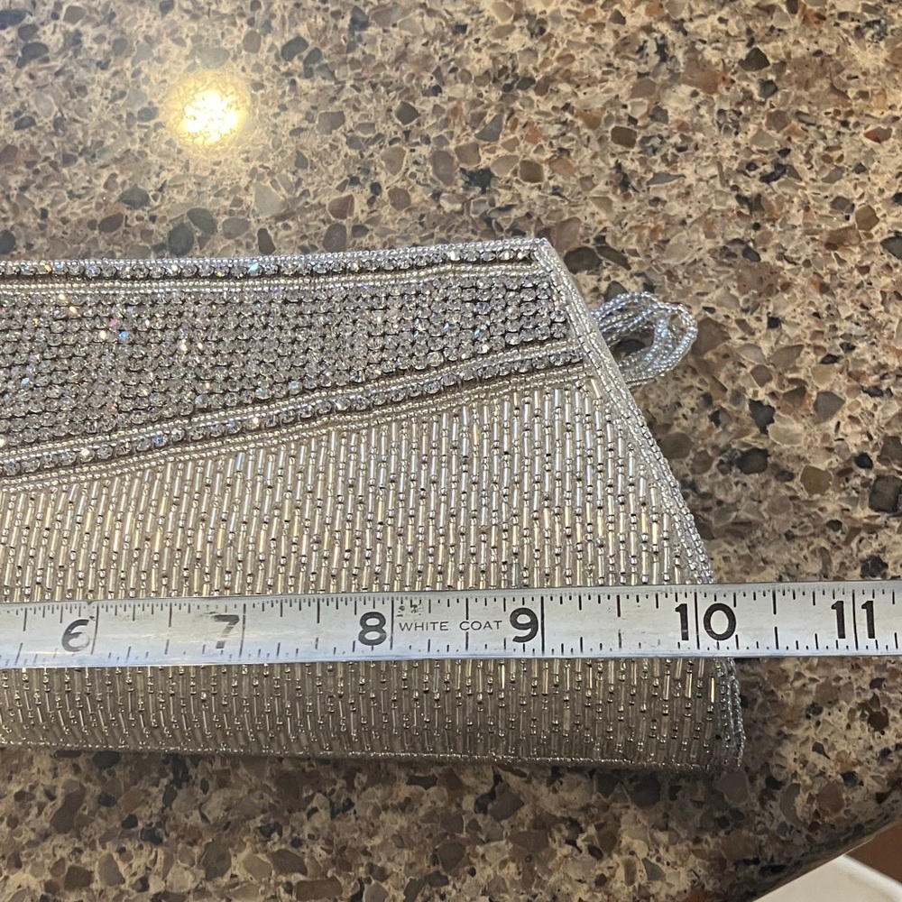 Silver Rhinestone-Embellished Evening Clutch - Picture 3 of 5
